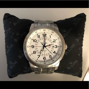 Bulova Marine Star white dial titanium band analog watch